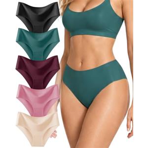 ALL OF SHE 5 Pack di Mutande Senza Cuciture Donne a Vita Media scivolamenti Morbidi Mutandine Senza Cuciture Biancheria Intima Donne Multipack XS-XL