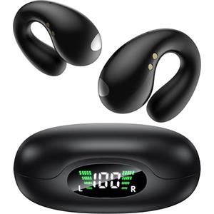 Boytond 2026 Sports Cuffie Bluetooth 6.1 - Wireless Auricolari Clip Orecchio Elegante Auricolari ad Alte Prestazioni per Gli Amanti Degli Sport All'aperto con Caso di Ricarica,USB-C, IPX7 - Classico Nero