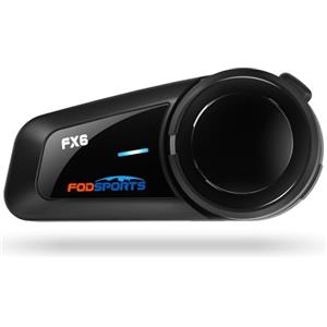 Fodsports FX6 Interfono Moto Bluetooth, Fino a 6 Motociclisti, Distanza 1 Km, Riduzione Rumore, Audio HD Stereo, Radio FM, Auto Risposta, Controllo Vocale, Universale