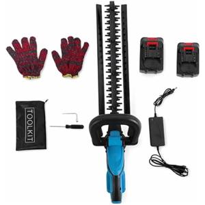 Generico Tagliasiepi a Batteria Senza Fili, Lama Acciaio 52 cm Doppia Azione, Tosasiepi Elettrico per Giardino, con 2 Batterie e Caricatore Inclusi Professionale
