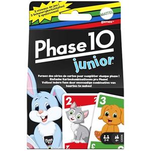 Phase 10 Mattel Games Phase 10 Junior™ Gioco di Carte dai 4+ anni, 2-4 giocatori | Abbinamento colori, numeri e animali stile Rummy, 2 livelli di gioco, 56 carte, accessibile a persone con daltonismo, GXX06