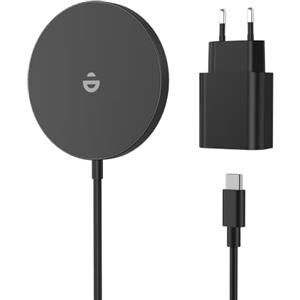 RoRoSkin Caricatore magnetico da 15 W, adattatore wireless | Compatibile con iPhone 18/17e/17/16/15/14/13/12 Pro Max/Air/Plus/Pro, stazione di ricarica induttiva magnetica, colore nero