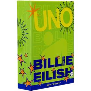 Mattel Games UNO Canvas Billie Eilish, 7+ anni, 2-10 giocatori | Gioco di carte per bambini, ragazzi, famiglie e feste. Mazzo collezionabile con grafiche selezionate dall'artista, JFP02