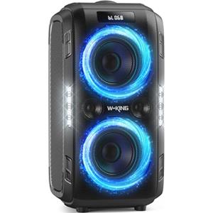 W-KING 270W PEAK Casse Bluetooth Potente Portatili Altoparlante Party Box | Cassa Portatile 125dB Forte, 12 Bassi Personalizzati, 2 Woofer 16,5cm Super Bass, MIC/GTR In, USB TF AUX Play,Batt Rimovibile