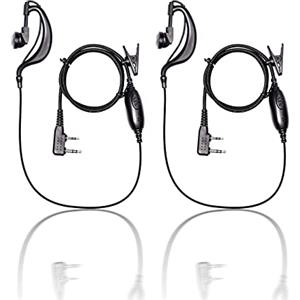 JUCJET Auricolare Walkie Talkie con Cavo Intrecciato, 2 Pin, 2 Pezzi | Auricolari 2 pin, microfono PTT, cavo intrecciato anti-groviglio, per radio compatibili, 2 pezzi