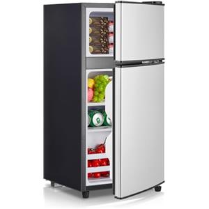 FOHERE Mini Frigorifero con Congelatore 76L, Frigo Piccolo Doppia Porta Silenzioso (50L+26L) per Camera da Letto e Monolocale, Mini Bar per Bevande e Gelati a Risparmio Energetico, 43dB