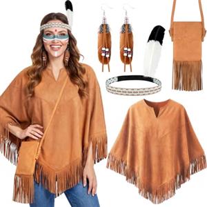 iZoeL Costume Hippie Donna Anni 70 80 Accessori Hippie - Vedi Descrizione | Donna, Costume Hippie, Anni 70 80, Top Borsa Tracolla Occhiali Orecchini Collana Pace Fascia, Costume Carnevale Halloween