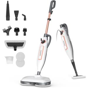 DEVOAC VM6 - Mocio a vapore con cuscinetti rotanti, 10 in 1, mocio a vapore leggero e 3 modalità di vapore per pavimenti duri in laminato e marmo (avorio)