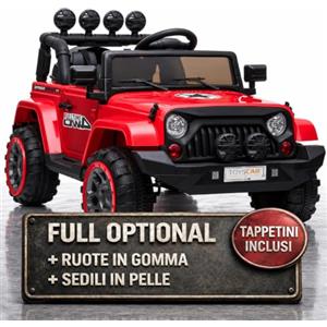TOYSCAR Macchina Elettrica Per Bambini Fuoristrada Adventure Full Optional Auto Elettrica Per Bambini Telecomandata Sedile In Pelle Porte Apribili Doppio Motore Elettrico 12V TOYSCAR Rossa