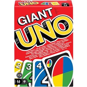 Mattel Games UNO Gigante, gioco di carte dai 7 anni, 2-10 giocatori | Gioco di carte XL, accessibile a persone daltoniche, personalizzabile, formato extra per bambini, ragazzi e famiglie, GRL91