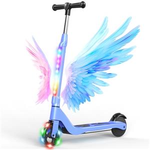 SISIGAD Monopattino elettrico per bambini da 6 a 10 anni, scooter elettrico per bambini da 5,3 pollici con luci LED e 3 altezze regolabili, carico massimo 70 kg, velocità massima 10 km/h, autonomia