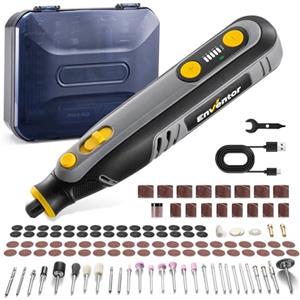 Enventor Utensile Rotante Multifunzione, 8V, Mini Trapano, 125 Accessori | Batteria da 2000 mAh,5 Velocità Regolabili,Fino a 30000 RPM,Ricarica USB Type-C,Utensile Senza Fili,Design Ergonomico