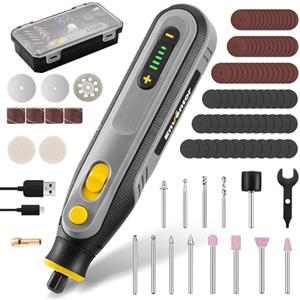 Enventor Utensile Rotante Multifunzione, Mini Trapano, 25000RPM, 2000 mAh | 4V,Batteria da 2000 mAh,5 Velocità Regolabili,105 Accessori,Ricarica USB Type-C,Utensile Senza Fili,Design Ergonomico