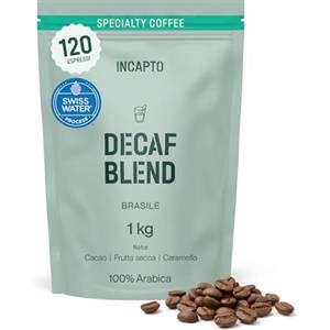 Incapto Caffè Decaffeinato di Specialità in Grani 1kg | Selezione di caffè 100% Arabica dal Brasile | Processo Swiss Water - Decaffeinizzazione Naturale ad Acqua | Decaf