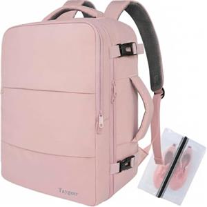 Taygeer Zaino Easyjet 45x36x20, Zaino Porta PC 15,6 Pollici, Zaini Viaggio | Zaino da Viaggio con Portascarpe, Zaino 45x36x20 Leggero per Easyjet, Borsa da Cabina Impermeabile per Scuola, lavoro, Rosa
