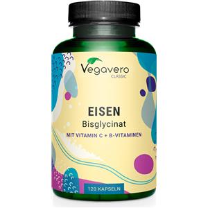 Vegavero Bisglicinato di ferro | 120 capsule | con vitamina C naturale e vitamine del gruppo B | vegano