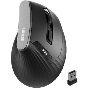 Uineer Mouse Verticale Wireless, mouse wireless 2,4G con Indicatore di Batteria, DPI a 4 Livelli, Design Ergonomico per il Comodo e la Riduzione dello Stress al Polso, Ideale per l'uso a Casa,Ufficio