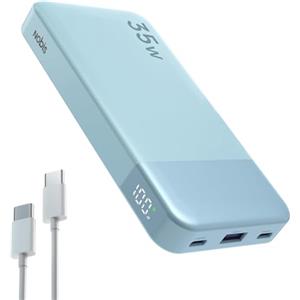 NOBIS Power Bank 35W Powerbank 10000mAh | Portable Charger 3 Ports USB-C In & Out with LED Digital Display, Compatible with Phone 17 S25