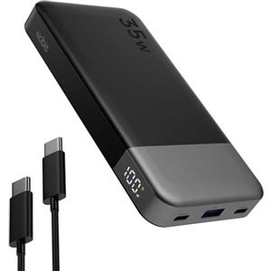 NOBIS Power Bank 35W Powerbank 10000mAh | Portable Charger 3 Ports USB-C In & Out with LED Digital Display, Compatible with Phone 17 S25