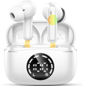 Nerunsa 2026 Cuffie Bluetooth 5.4, Auricolari Bluetooth Stereo HiFi Con 4 ENC Microfoni Anti-Rumore, Durata 50 Ore Cuffiette In Ear, LED-Display, Impermeabili IP7 Cuffie Senza Fili, Cuffiette Touch Control