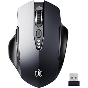 Uineer mouse wireless ricaricabile, [Aggiornato], mouse senza fili 2.4G USB, display a batteria visibile, 4 livelli DPI regolabili, mice pc wireless ricaricabileper PC per il gaming e l'ufficio