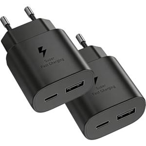 Ysevnotan USB C caricabatterie rapido a 2 porte 25W adatto per iPhone 17, 16, 15, 14 Pro Max Plus, 13, 12, 11 SE, XS, iPad Alr 11"/ 13"/ minl (A17 Pro) Samsung S25, S24, A56 5G, A55, A54, A16 alimentatore
