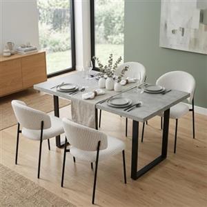 JIEXI Set di 4 tavoli da pranzo allungabili, 130 x 170 cm, 4 sedie in velluto a coste, in MDF, piano rettangolare in fibra a media densità, stile moderno e contemporaneo, per sala da pranzo e cucina