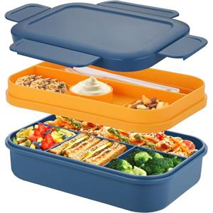 Sinnsally Porta Pranzo con 8 Scomparti 2000ml Schiscetta Pranzo,Bento Lunch Box Prova di Perdite per Adulti Porta Cibo,Portavivande senza BPA con Posate,Sicuri per Microonde e Lavastoviglie (blu)
