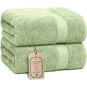 HomeBurg Luxe Set di 2 Asciugamani da Bagno - Grandi, Morbidi & Assorbenti, Durevoli, Delicati sulla Pelle, Lavabili in Lavatrice, 65×137 cm, Verde Salvia