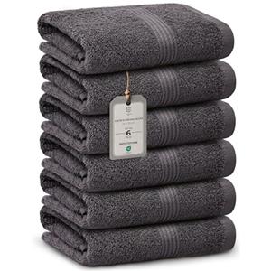 HomeBurg Luxe Set di 6 Asciugamani - Cotone Morbido & Assorbente, Asciugatura Rapida, Facili da Mantenere, 40×70 cm, Grigio