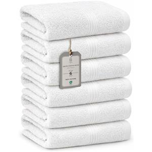 HomeBurg Luxe Set di 6 Asciugamani - Cotone Morbido & Assorbente, Asciugatura Rapida, Facili da Mantenere, 40×70 cm, Bianco