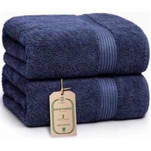 HomeBurg Luxe Set di 2 Asciugamani da Bagno - Grandi, Morbidi & Assorbenti, Durevoli, Delicati sulla Pelle, Lavabili in Lavatrice, 65×137 cm, Blu Marina