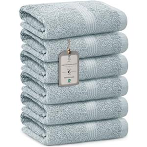 HomeBurg Luxe Set di 6 Asciugamani - Cotone Morbido & Assorbente, Asciugatura Rapida, Facili da Mantenere, 40×70 cm, Blu Ghiaccio