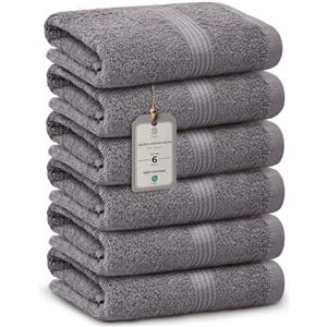 HomeBurg Luxe Set di 6 Asciugamani - Cotone Morbido & Assorbente, Asciugatura Rapida, Facili da Mantenere, 40×70 cm, Grigio Pietra