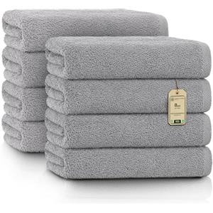 GREEN MARK Textilien NatureMark Asciugamani - Set da 8 Pezzi - 100% Cotone, Morbidi e Altamente Assorbenti, Qualità Premium per Bagno, Spa e Palestra, 50 × 100 cm, Grigio Argento