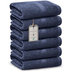 HomeBurg Luxe Set di 6 Asciugamani - Cotone Morbido & Assorbente, Asciugatura Rapida, Facili da Mantenere, 40×70 cm, Blu Marina