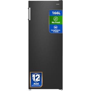 CHiQ FSD166NE4E 166L Congelatore Verticale No Frost 166L | Porte reversibili, 42 dB silenzioso, 12 anni garanzia compressore, acciaio nero, 2 ripiani+3 cassetti