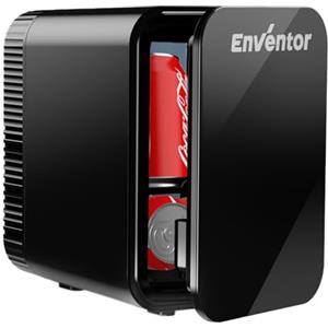 Enventor Mini Frigo 4L (Nero), 12V/220V | Portatile Frigorifero Piccolo da camera con Raffreddamento e Riscaldamento, per Auto, Cosmetici, Bevande, Frutta