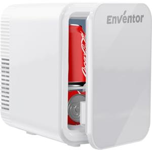 Enventor Mini Frigo 4L (Bianco), 12V/220V | Portatile Frigorifero Piccolo da camera con Raffreddamento e Riscaldamento, per Auto, Cosmetici, Bevande, Frutta