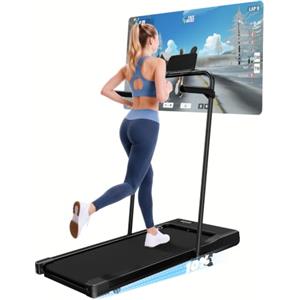 Superun Tapis Roulant Salvaspazio Pieghevole 1-6/1-12km/h Inclinazione 10% | Tapirulan Elettrico Pieghevole 3,0 CV Mini Walking Pad Massima di 136 kg,Schermo LED, Telecomando, Controllo tramite APP