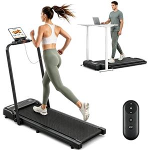 THERUN Walking Pad 2 in 1 Tapis roulant silenzioso pieghevole 10 km/h | Ammortizzazione doppia, display LED, nessun montaggio richiesto, ideale per casa e ufficio, portata 130 kg.