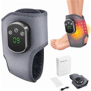 Vibrivio Massaggiatore piedi,5 livelli di calore, 3 modalità di vibrazione | 3-in-1 wireless con luce rossa, 40 LED (660&600nm), per alleviare i piedi stanchi, regalo per la famiglia, grigio