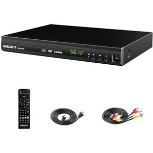 WISCENT Lettore Blu-Ray per TV, WISCENT Lettore DVD con Coassiale/HDMI/AV, ingresso USB, tutti i DVD e la regione B/2 Blue Ray Discs, Lettore Bluray Compatto Full HD 1080p (WTB-978)