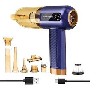 Kizivion Aspirabriciole Senza Fili, Potente 15000Pa,Aspirapolvere Auto Portatile Con 7 Bocchette, Ricaricabile,Mini Aspirabriciole Per Peli Di Animali, Casa, Ufficio, Cucina,Tappeti