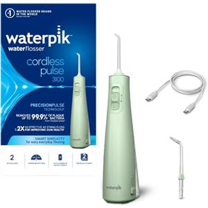 Waterpik Cordless Pulse, Idropulsore Dentale Portatile, Verde Menta | 2 impostazioni di pressione, 45 secondi di pulizia interdentale, Utilizzabile in viaggio o in bagni piccoli, Ricaricabile