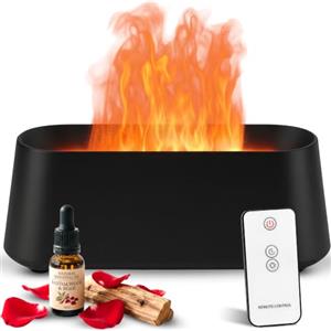 Retoo Diffusore di Aromi Effetto Fiamma 250ml - Umidificatore ad Ultrasuoni per Oli Essenziali con 14 Colori LED, Timer & Telecomando - Diffusore per Aromaterapia e Profumo d'Ambiente per Casa