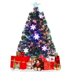 KOMFOTTEU Albero di Natale Artificiale 90/120/150/180 cm, Albero di Natale con Luci LED Incorporate e Base, Christmas Tree in PVC, per Casa, Negozio, Ufficio, Feste (XS)