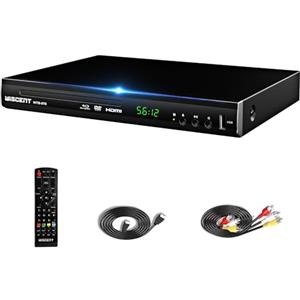 WISCENT Lettore Blu-Ray per TV, WISCENT Lettore DVD con Coassiale/HDMI/AV, ingresso USB, tutti i DVD e la regione B/2 Blue Ray Discs, Lettore Bluray Compatto Full HD 1080p (WTB-978B)