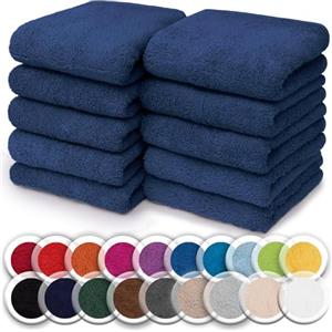 NatureMark Set da 10 panni in spugna per viso e mani - 100% cotone, morbidi e assorbenti - 30×30 cm, Blu Marina