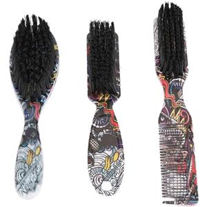 NDiyueAa Set di spazzole per barba uomo 3 pezzi 2 in 1 Spazzola per pettine per barba Pettinatura per olio Strumento portatile per lo styling dei capelli